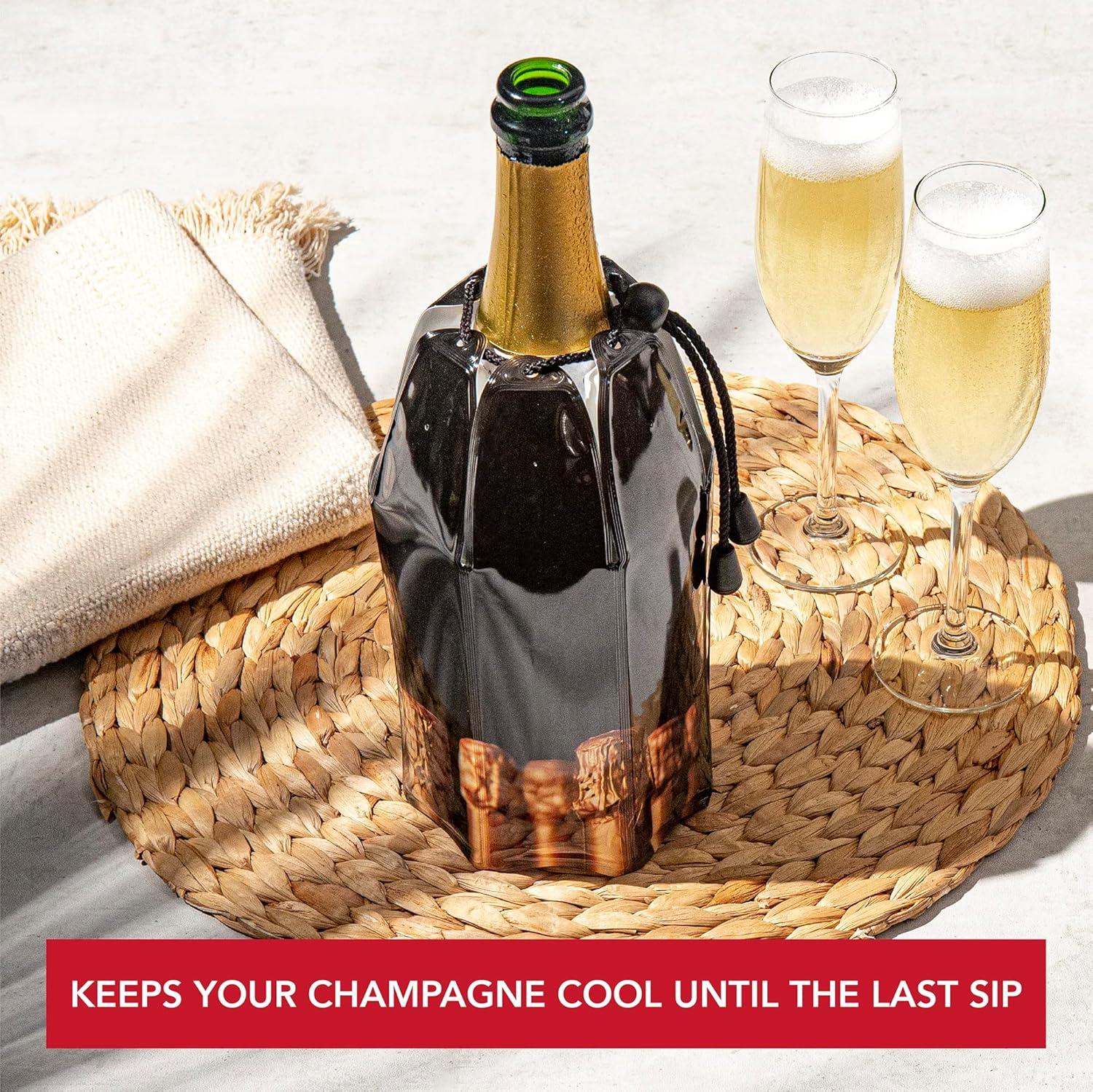 imageVacu Vin Active Cooler Champagne Chiller  Reusable Flexible Wine Bottle Cooler  Champagne Bottle Print  Champagne Cooler Sleeve For Standard Size Bottles  Insulated Champagne Bottle ChillerBottles
