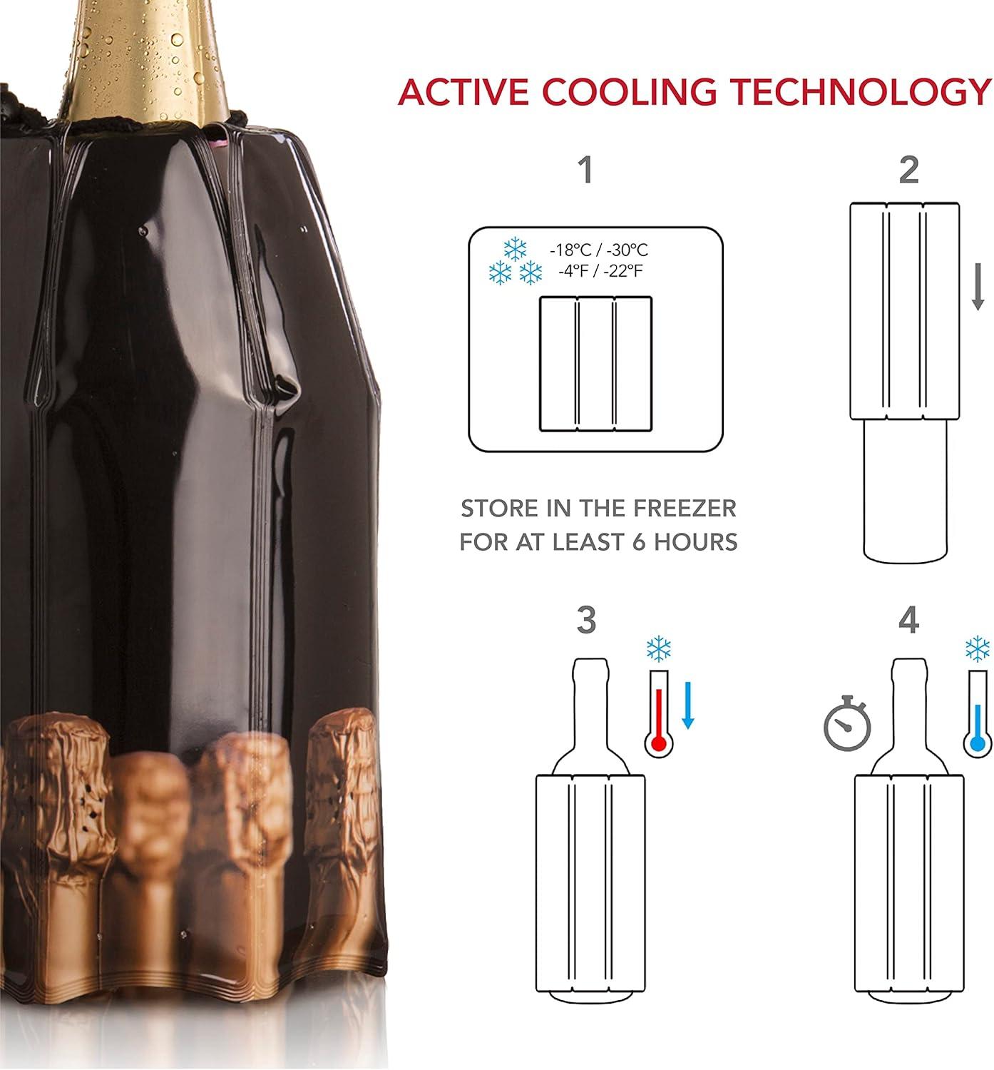 imageVacu Vin Active Cooler Champagne Chiller  Reusable Flexible Wine Bottle Cooler  Champagne Bottle Print  Champagne Cooler Sleeve For Standard Size Bottles  Insulated Champagne Bottle ChillerBottles