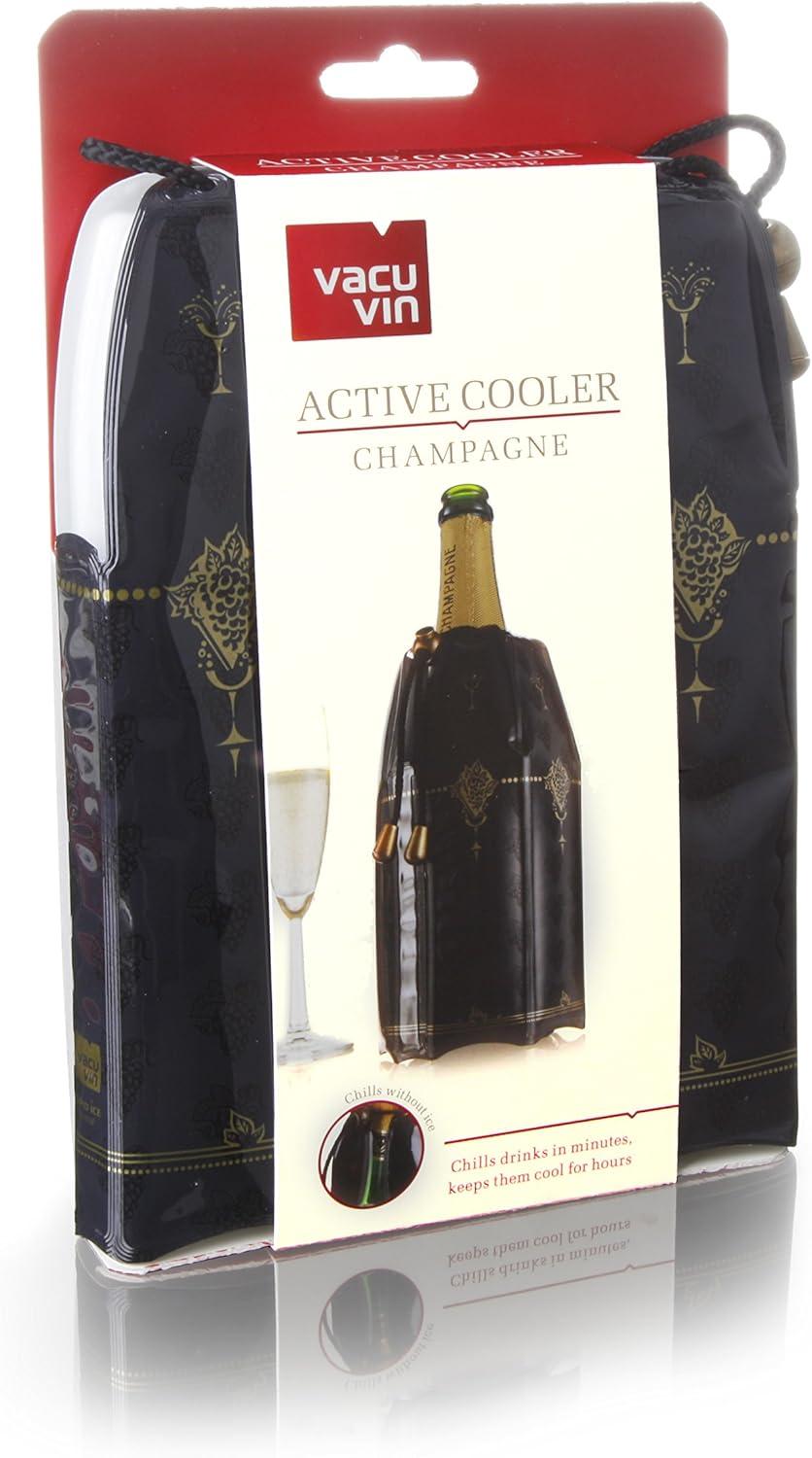 imageVacu Vin Active Cooler Champagne Chiller  Reusable Flexible Wine Bottle Cooler  Champagne Bottle Print  Champagne Cooler Sleeve For Standard Size Bottles  Insulated Champagne Bottle ChillerClassic