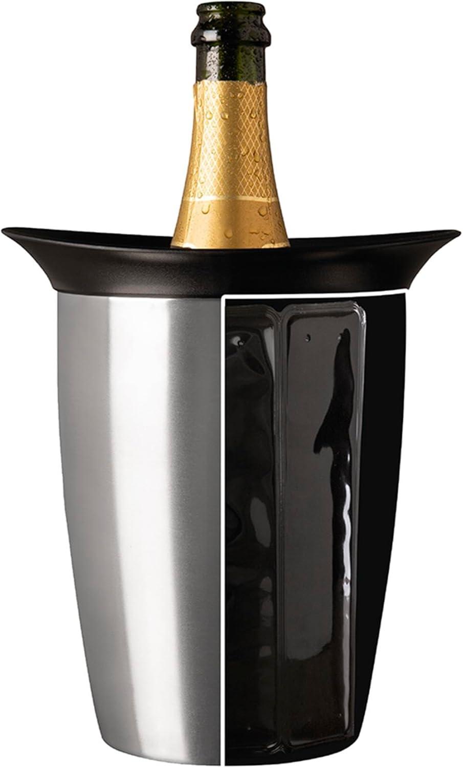 imageVacu Vin Active Cooler Champagne Elegant  Reusable Champagne Bottle Cooler  Stainless Steel  Prosecco Cooler Sleeve For Standard Size Bottles  Insulated Prosecco Bottle Chiller