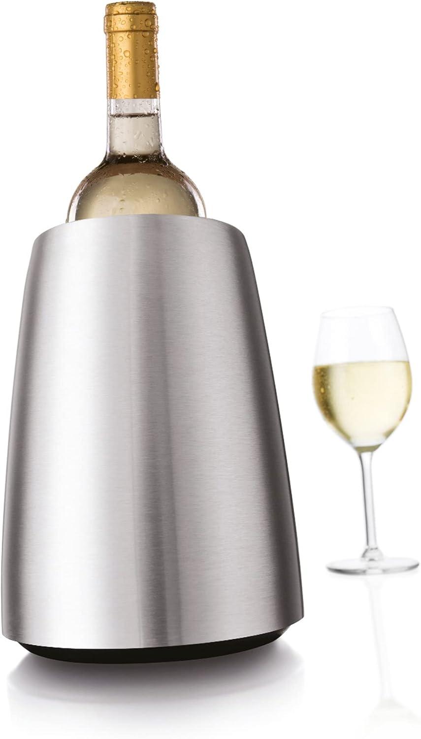 imageVacu Vin Active Cooler Wine Elegant  Reusable Wine Bottle Cooler  Stainless Steel  Wine Cooler Sleeve For Standard Size Bottles  Insulated Wine Bottle Chiller to Keep Wine ColdStainless Steel Elegant