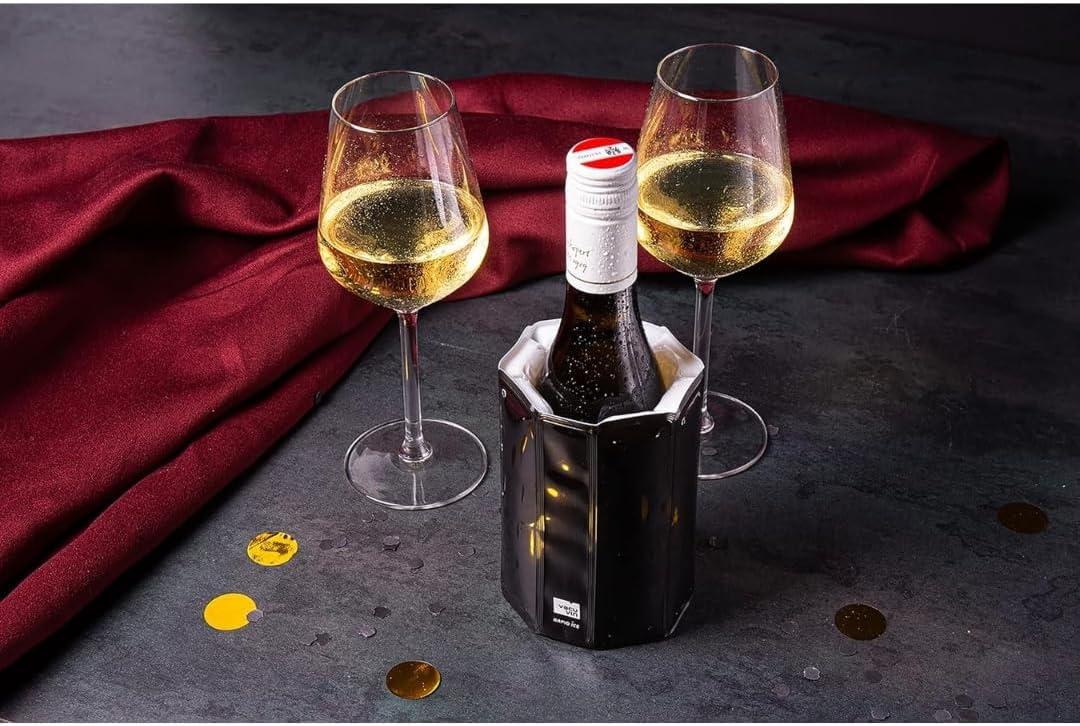 imageVacu Vin Beer Cooler Sleeve  Flexible Bottle Chiller  Active Cooling Reusable Ice Sleeve  Fits Standard Beer Bottles  Portable Drink Cooler for BBQ Travel ampamp Outdoor EventsBlack