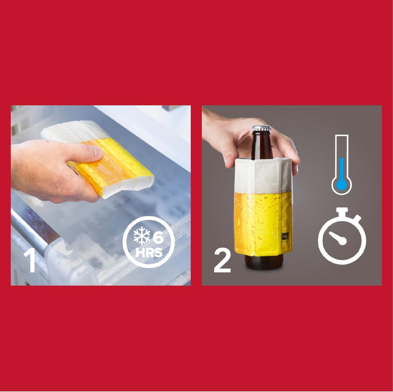 imageVacu Vin Beer Cooler Sleeve  Flexible Bottle Chiller  Active Cooling Reusable Ice Sleeve  Fits Standard Beer Bottles  Portable Drink Cooler for BBQ Travel ampamp Outdoor EventsYellow