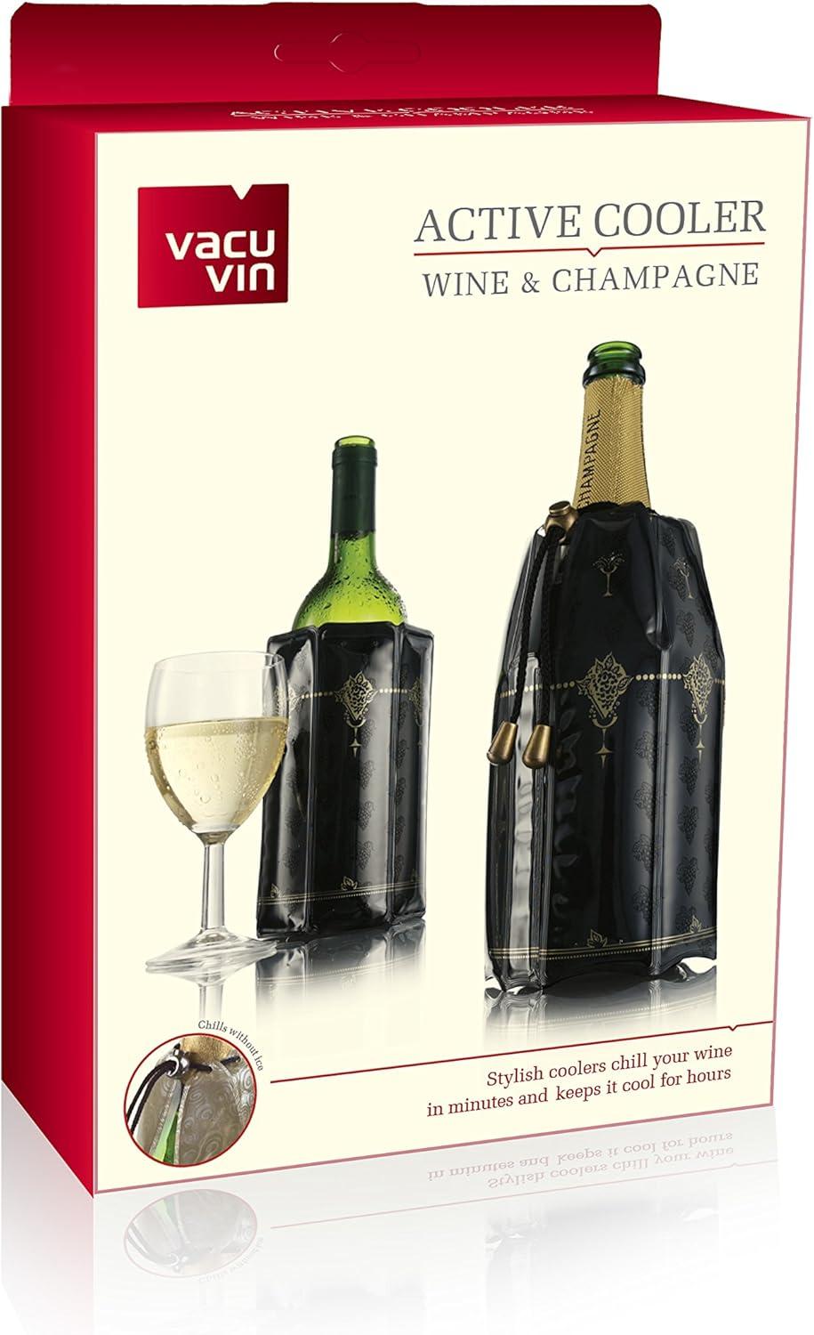 imageVacu Vin Champagne ampamp Wine Cooler Set  Flexible Insulated Chiller For Standard Size Bottles  Keeps Your Drinks Cold Longer  Lightweight ampamp Easy To Use  Premium Design To All Occasions PlatinumClassic