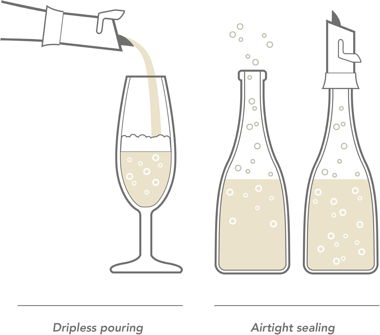 imageVacu Vin Premium Champagne Bottle Stopper ampamp Server  Preserve Bubbles for Up to a Week with Airtight Seal  Easy To Use No Spill ampamp NonDrip Pouring  Kitchen Bar Counter EssentialsBlack