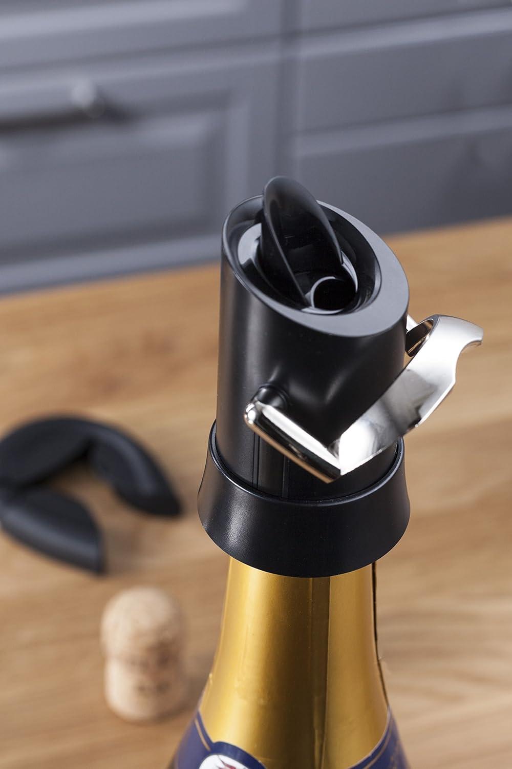 imageVacu Vin Premium Champagne Bottle Stopper ampamp Server  Preserve Bubbles for Up to a Week with Airtight Seal  Easy To Use No Spill ampamp NonDrip Pouring  Kitchen Bar Counter EssentialsBlack