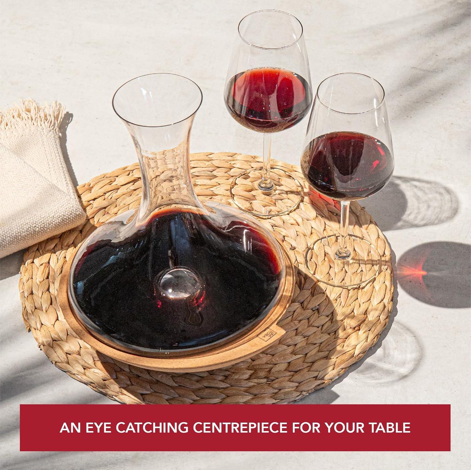 imageVacu Vin Swirling Wine Decanter  Rotating Wine Aerator Carafe with Swirl Base  Enhances Flavor ampamp Aroma  Elegant Glass Design  750ml Capacity  Unique Wine Accessory for Entertaining