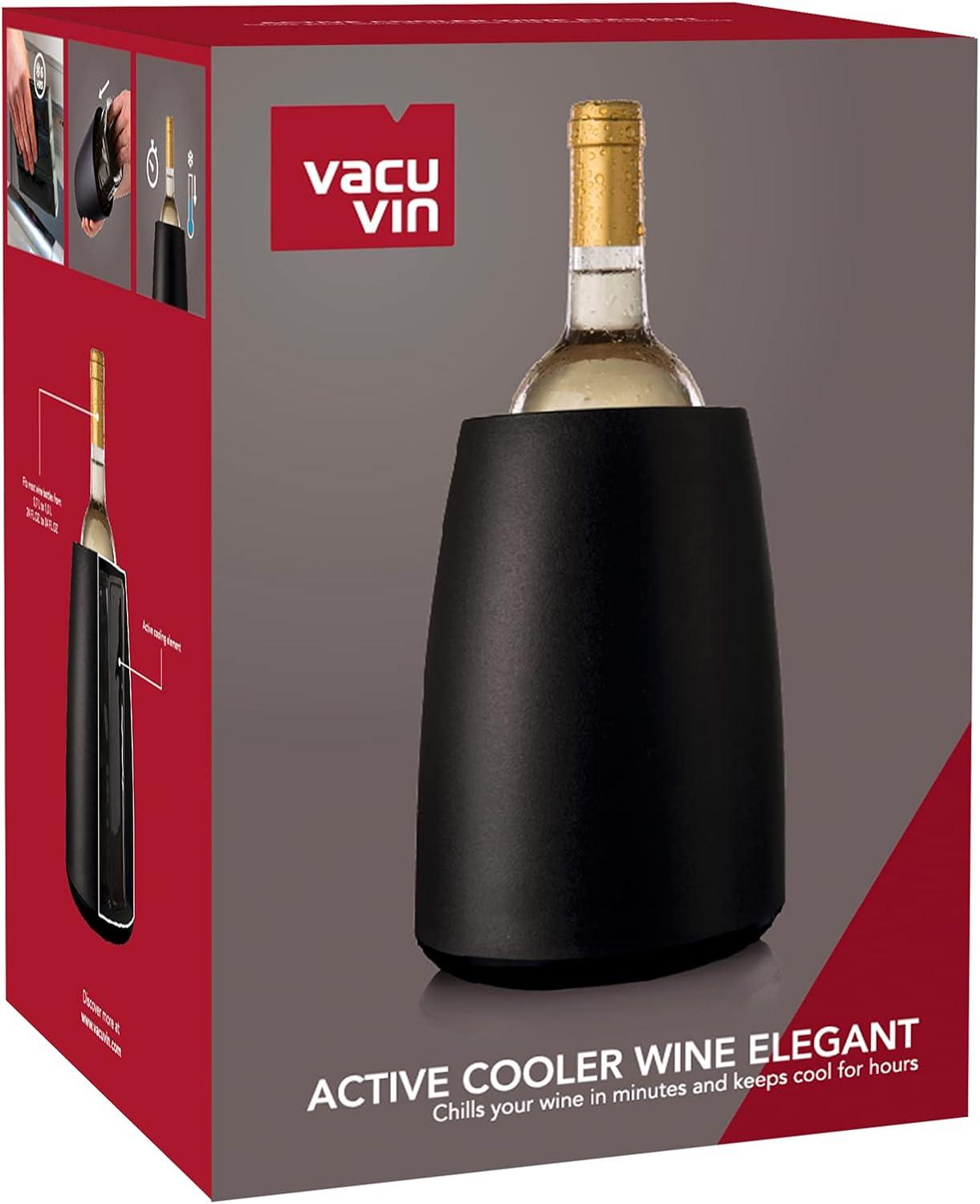 imageVacu Vin Wine Cooler Hexo  Graphite  Modern Active Wine Bottle Chiller with Removable Cooling Sleeve  Geometric Design  Reusable IceFree Cooler  Fits Standard Bottles  Tabletop Wine AccessoryBlack Elegant