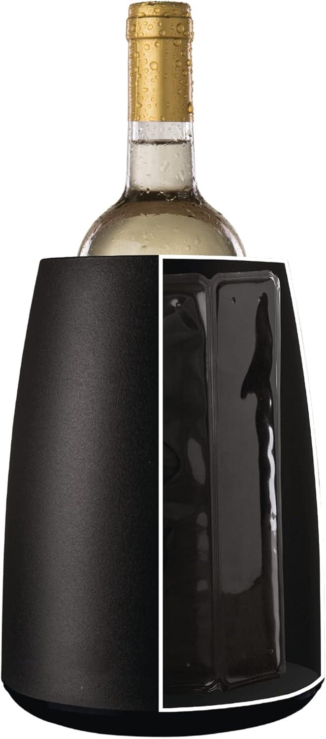 imageVacu Vin Wine Cooler Hexo  Graphite  Modern Active Wine Bottle Chiller with Removable Cooling Sleeve  Geometric Design  Reusable IceFree Cooler  Fits Standard Bottles  Tabletop Wine AccessoryBlack Elegant