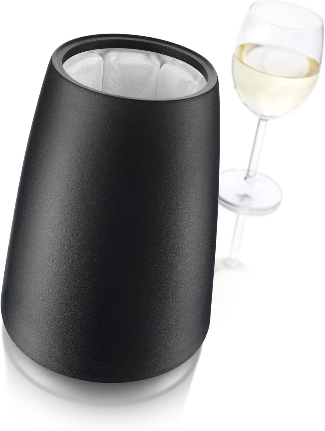 imageVacu Vin Wine Cooler Hexo  Graphite  Modern Active Wine Bottle Chiller with Removable Cooling Sleeve  Geometric Design  Reusable IceFree Cooler  Fits Standard Bottles  Tabletop Wine AccessoryBlack Elegant