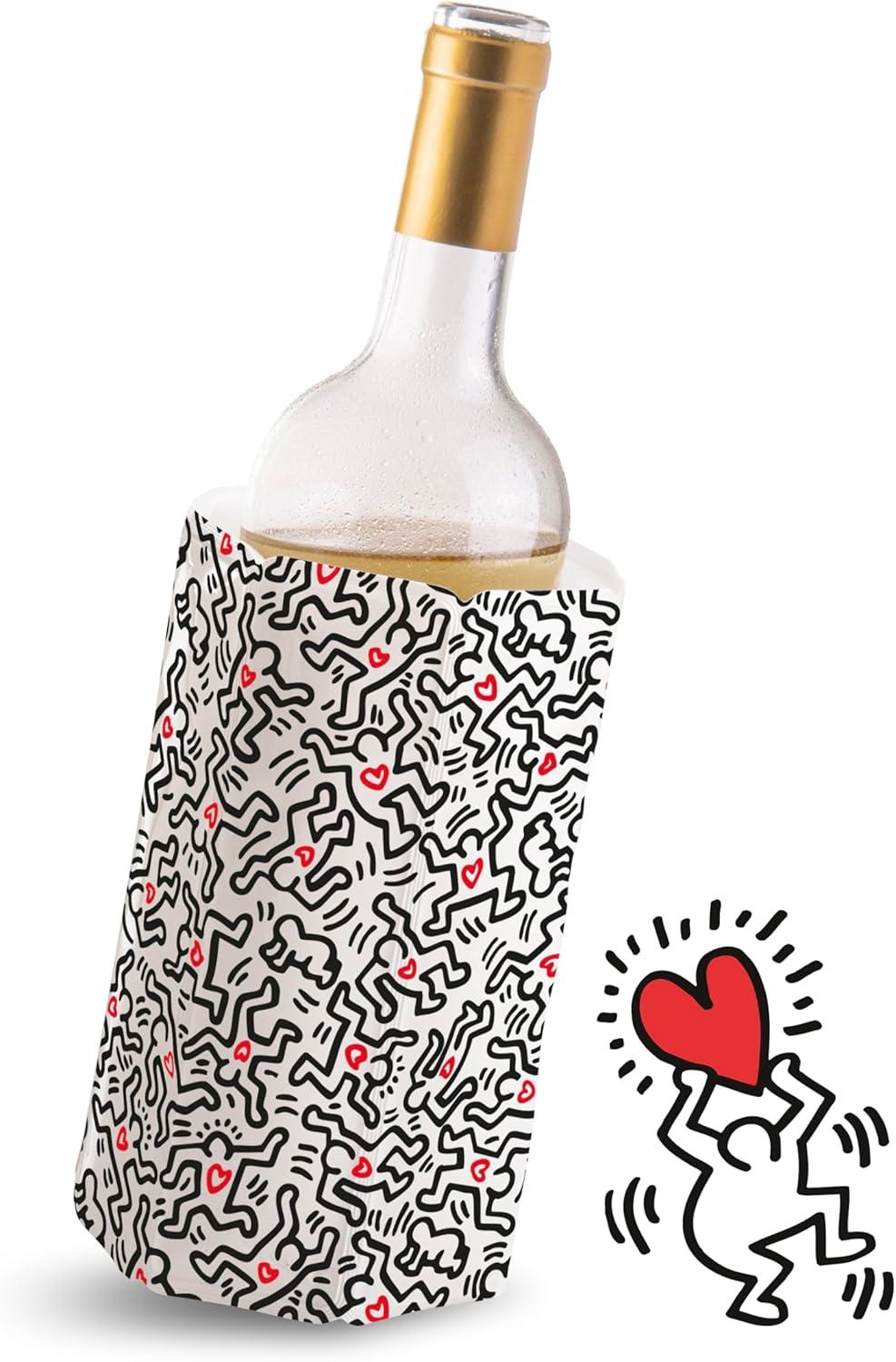 imageVacu Vin Wine Cooler Sleeve  Platinum  Flexible Rapid Wine Bottle Chiller  Reusable Ice Pack Sleeve  Elegant ampamp Portable  Fits 750ml Bottles  Keeps Wine Cold in MinutesKeith Haring Edition