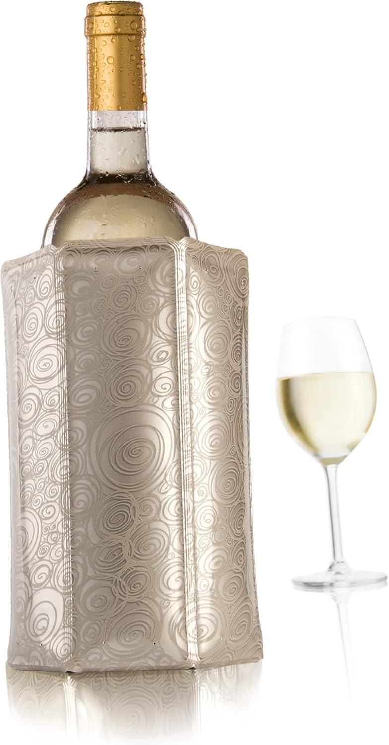 imageVacu Vin Wine Cooler Sleeve  Platinum  Flexible Rapid Wine Bottle Chiller  Reusable Ice Pack Sleeve  Elegant ampamp Portable  Fits 750ml Bottles  Keeps Wine Cold in MinutesPlatinum