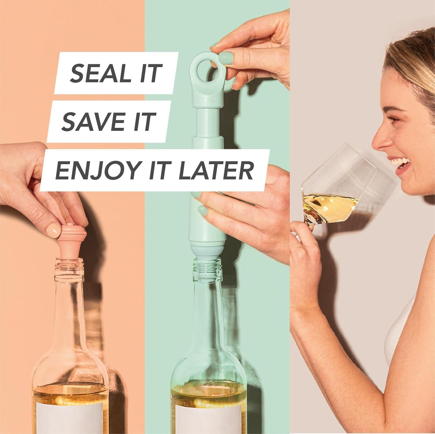 imageVacu Vin Wine Saver Vacuum Stoppers  Airtight Seal for Opened Bottles to Preserve the Freshness Up to 10 Days  Easy to Use Perfect for Every Occasion Set of 4  MulticolorJade