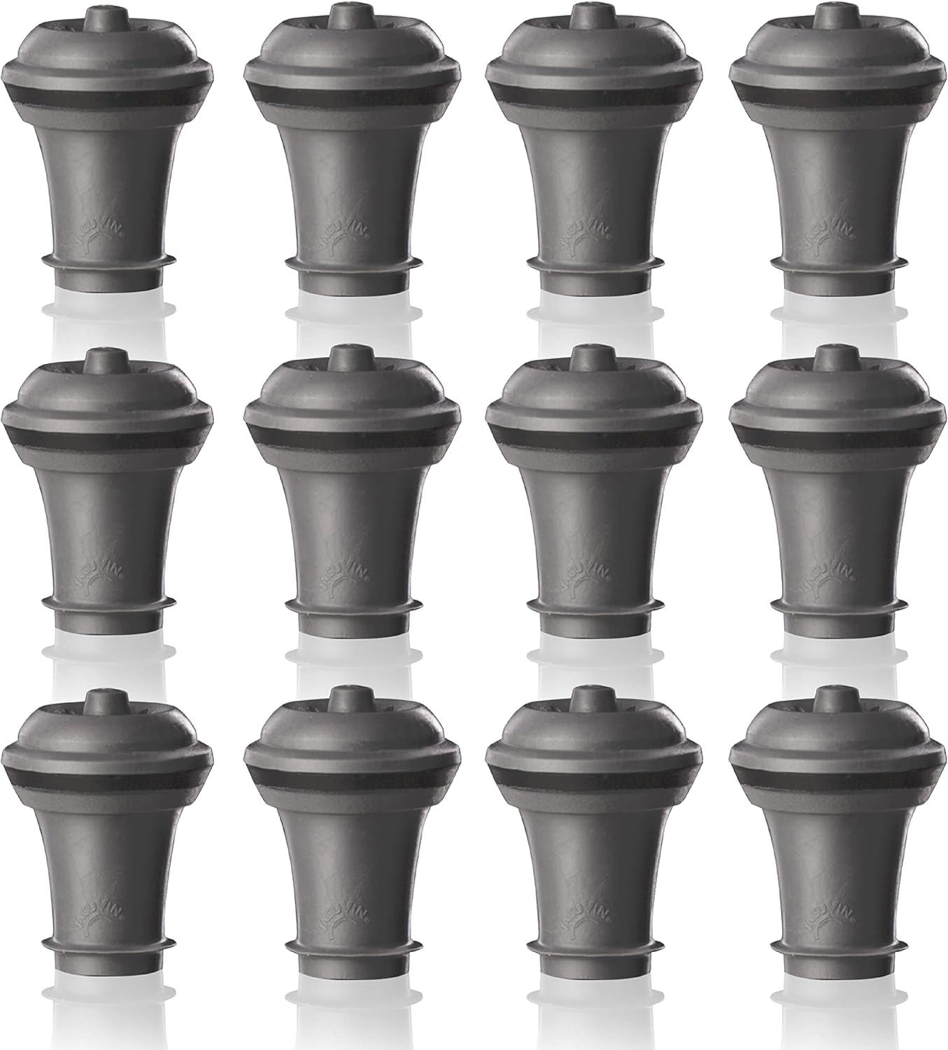 imageVacu Vin Wine Saver Vacuum Stoppers  Set of 2  Gray  Airtight Seal for Opened Bottles to Preserve Freshness Up to 10 Days  Food Grade Rubber  Easy to Use Perfect for Every OccasionGray