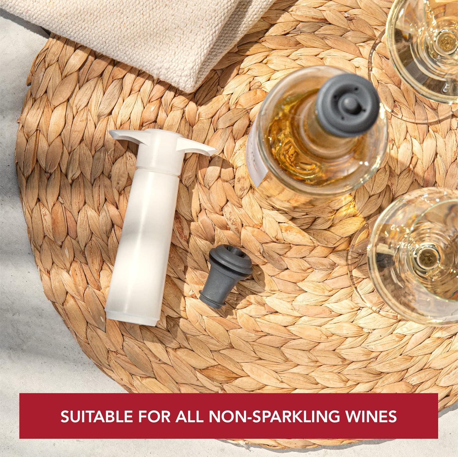 imageVacu Vin Wine Saver Vacuum Stoppers  Set of 2  Gray  Airtight Seal for Opened Bottles to Preserve Freshness Up to 10 Days  Food Grade Rubber  Easy to Use Perfect for Every OccasionWhite