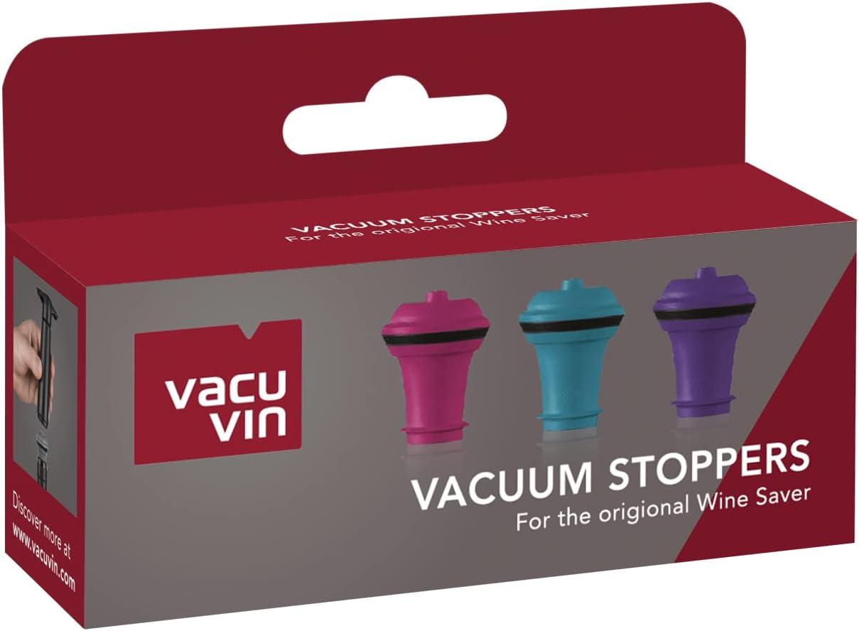 imageVacu Vin Wine Saver Vacuum Stoppers  Set of 3  Multicolor  Airtight Seal to Keep Wine Fresh Up to a Week  Compatible with Vacu Vin Wine Saver Pump  Reusable ampamp Dishwasher Safe6 Stopper Set