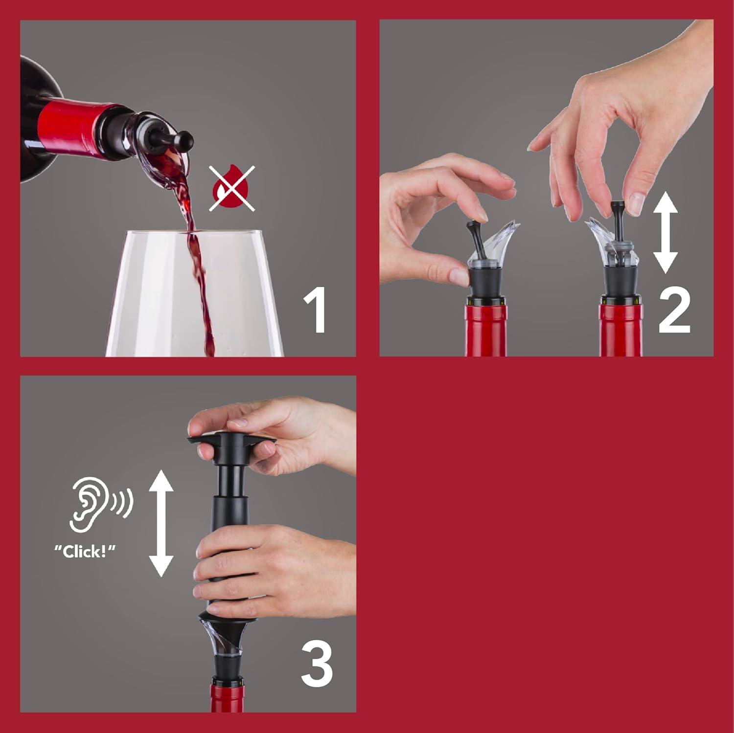 imageVacu Vin Wine Saver ampamp Server  Vacuum Pump with Bottle Stopper ampamp Pourer  Preserve Opened Bottle Freshness for Up to a Week with an Airtight Seal  Perfect for Serving and Storing