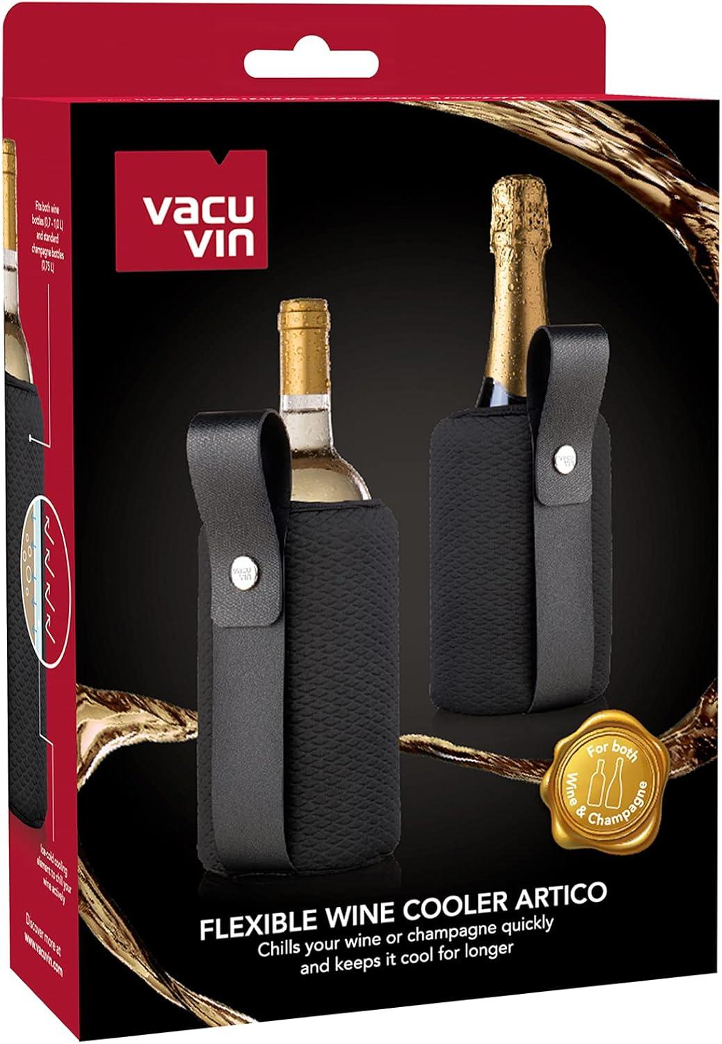 imageVacu Vin Wine ampamp Champagne Cooler Sleeve  Flexible Rapid Bottle Chiller  Reusable Ice Pack Sleeve  Artico Design  Fits Wine Champagne ampamp Sparkling Bottles  Keeps Drinks Cold OntheGo