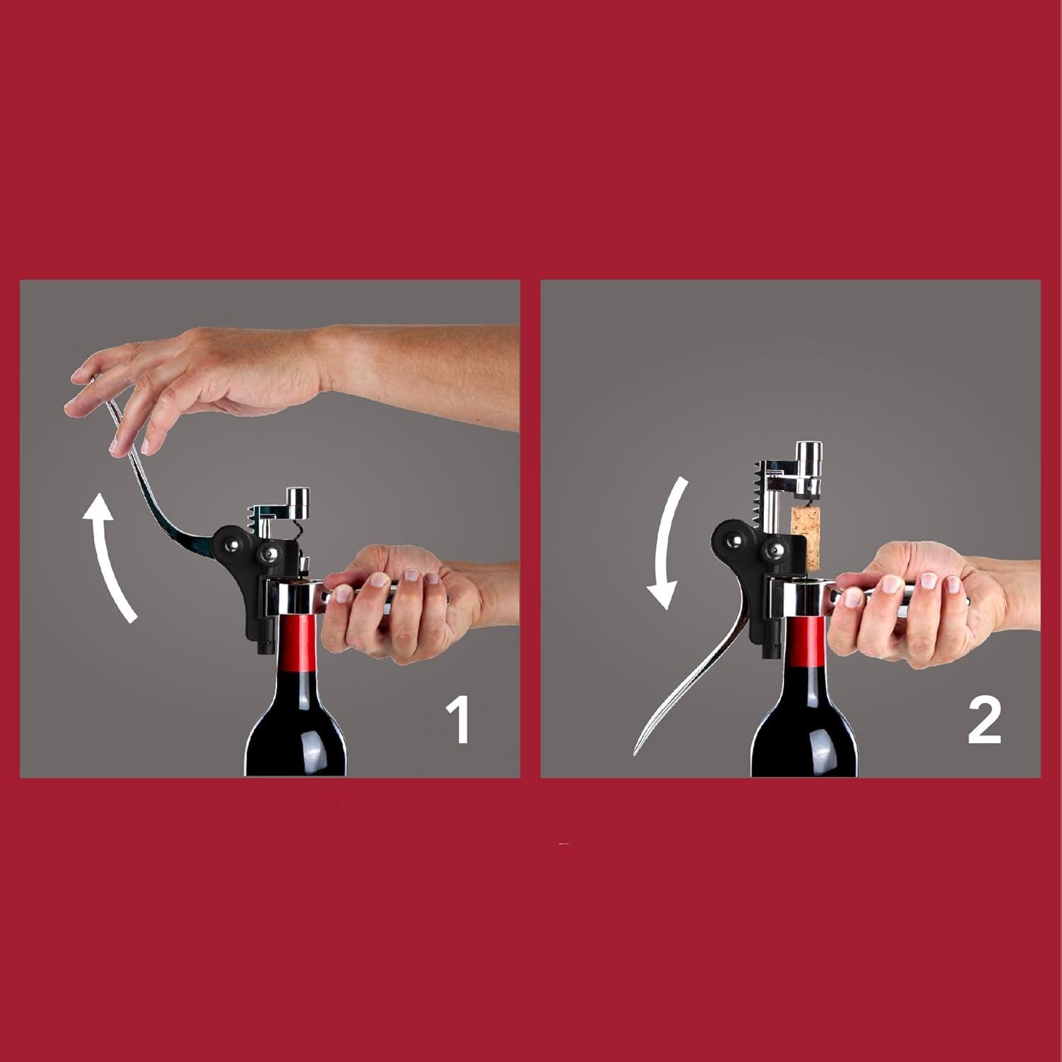 imageVacu Vin Winged Corkscrew  Classic TwoArm Wine Opener with BuiltIn Bottle Opener  Easy Cork Removal  Durable Ergonomic Wine Bottle Opener  Ideal for Home Kitchen ampamp Bar UseBlack