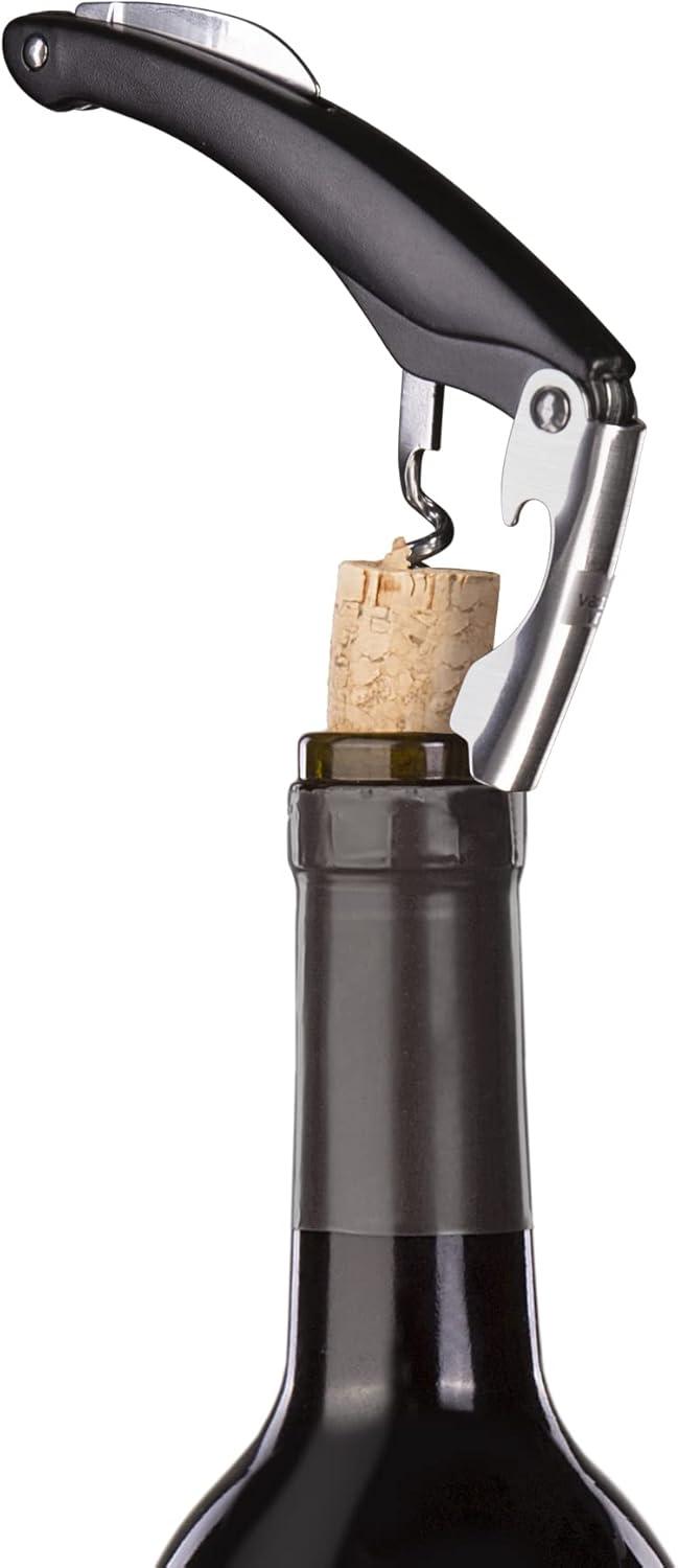 imageVacu Vin Winged Corkscrew  Classic TwoArm Wine Opener with BuiltIn Bottle Opener  Easy Cork Removal  Durable Ergonomic Wine Bottle Opener  Ideal for Home Kitchen ampamp Bar UseStainless Steel