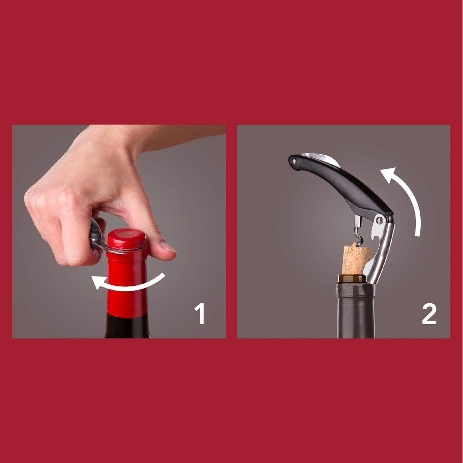imageVacu Vin Winged Corkscrew  Classic TwoArm Wine Opener with BuiltIn Bottle Opener  Easy Cork Removal  Durable Ergonomic Wine Bottle Opener  Ideal for Home Kitchen ampamp Bar UseBlack