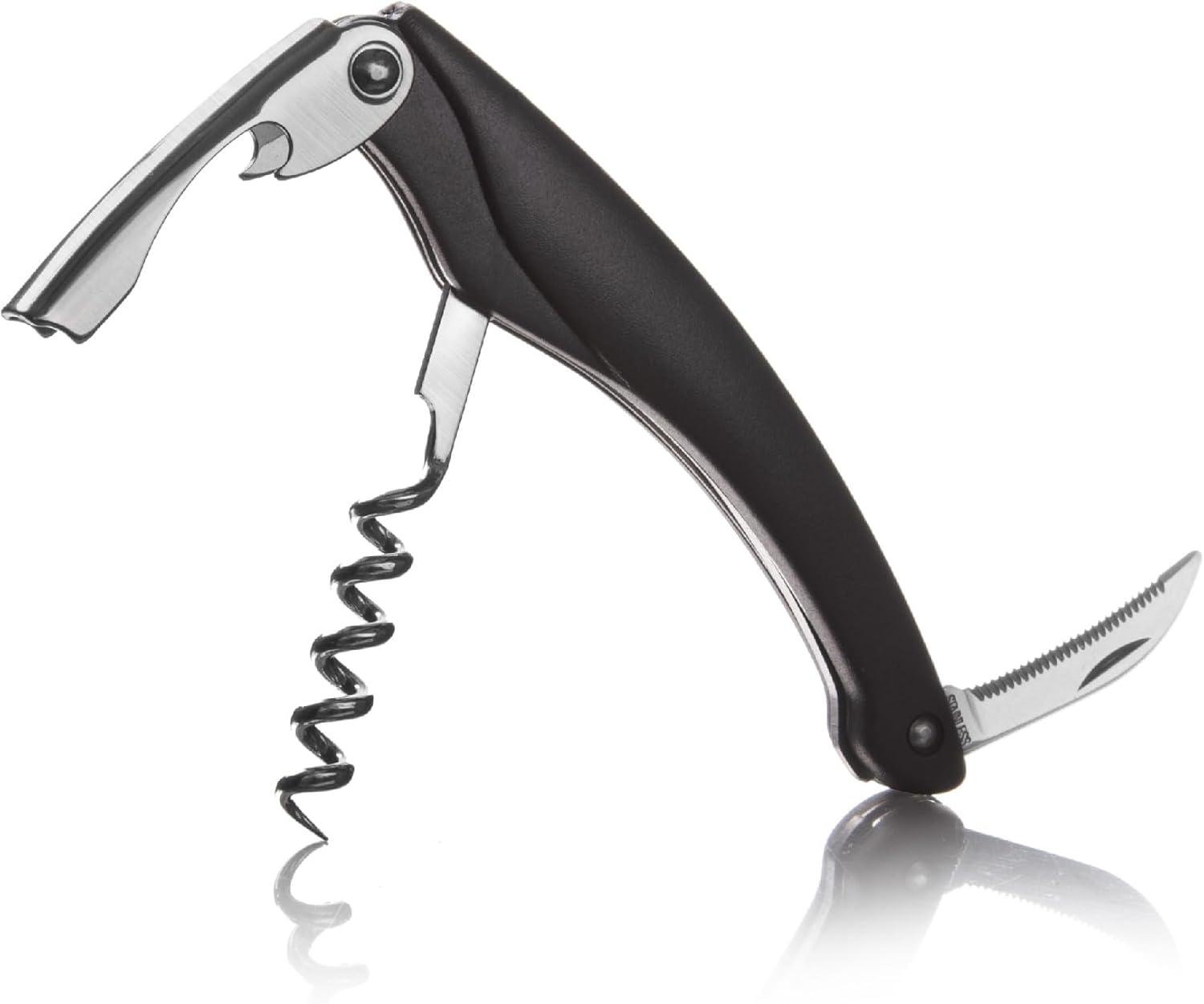 imageVacu Vin Winged Corkscrew  Classic TwoArm Wine Opener with BuiltIn Bottle Opener  Easy Cork Removal  Durable Ergonomic Wine Bottle Opener  Ideal for Home Kitchen ampamp Bar UseBlack