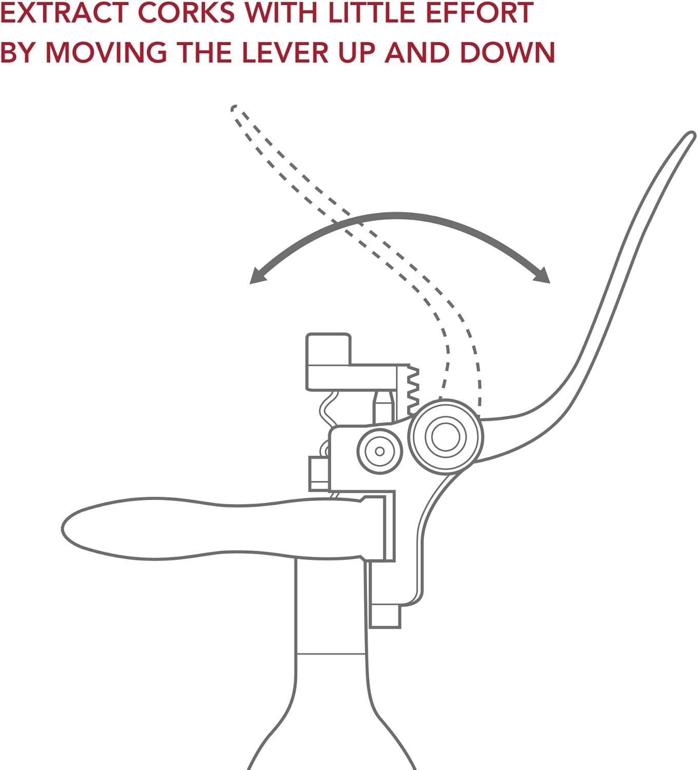 imageVacu Vin Winged Corkscrew  Classic TwoArm Wine Opener with BuiltIn Bottle Opener  Easy Cork Removal  Durable Ergonomic Wine Bottle Opener  Ideal for Home Kitchen ampamp Bar UseBlack
