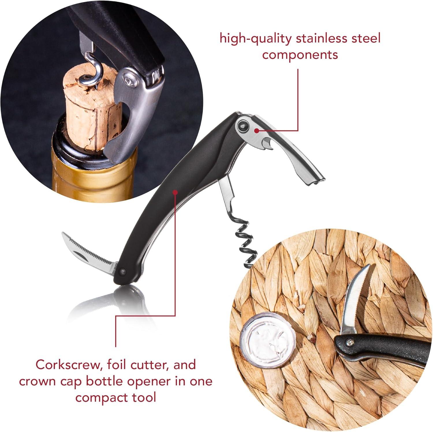 imageVacu Vin Winged Corkscrew  Classic TwoArm Wine Opener with BuiltIn Bottle Opener  Easy Cork Removal  Durable Ergonomic Wine Bottle Opener  Ideal for Home Kitchen ampamp Bar UseBlack