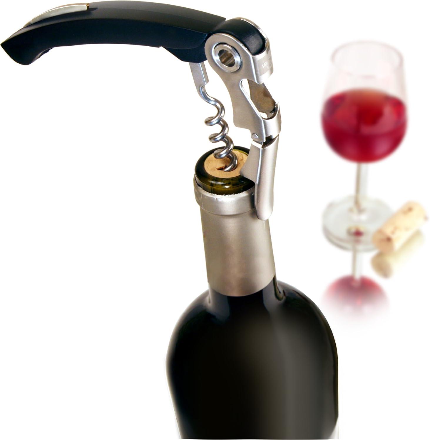 imageVacu Vin Winged Corkscrew  Classic TwoArm Wine Opener with BuiltIn Bottle Opener  Easy Cork Removal  Durable Ergonomic Wine Bottle Opener  Ideal for Home Kitchen ampamp Bar UseBlack