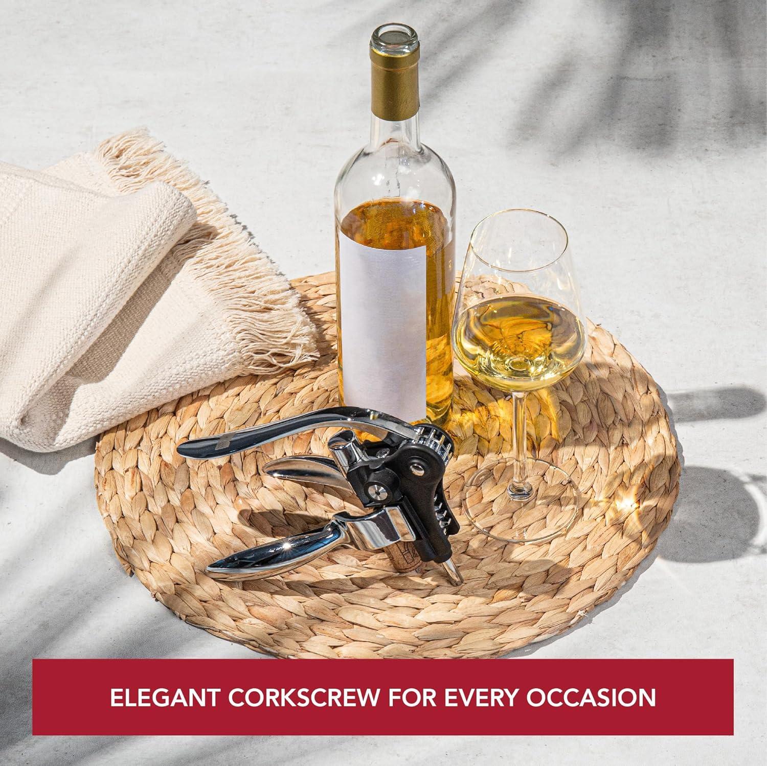 imageVacu Vin Winged Corkscrew  Classic TwoArm Wine Opener with BuiltIn Bottle Opener  Easy Cork Removal  Durable Ergonomic Wine Bottle Opener  Ideal for Home Kitchen ampamp Bar UseBlack