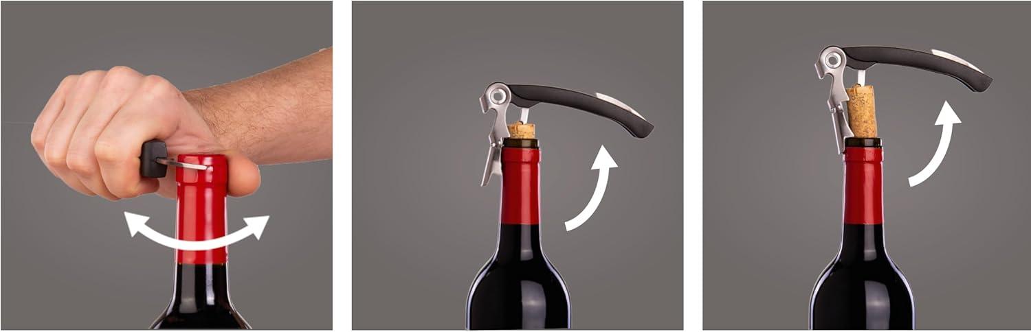imageVacu Vin Winged Corkscrew  Classic TwoArm Wine Opener with BuiltIn Bottle Opener  Easy Cork Removal  Durable Ergonomic Wine Bottle Opener  Ideal for Home Kitchen ampamp Bar UseBlack
