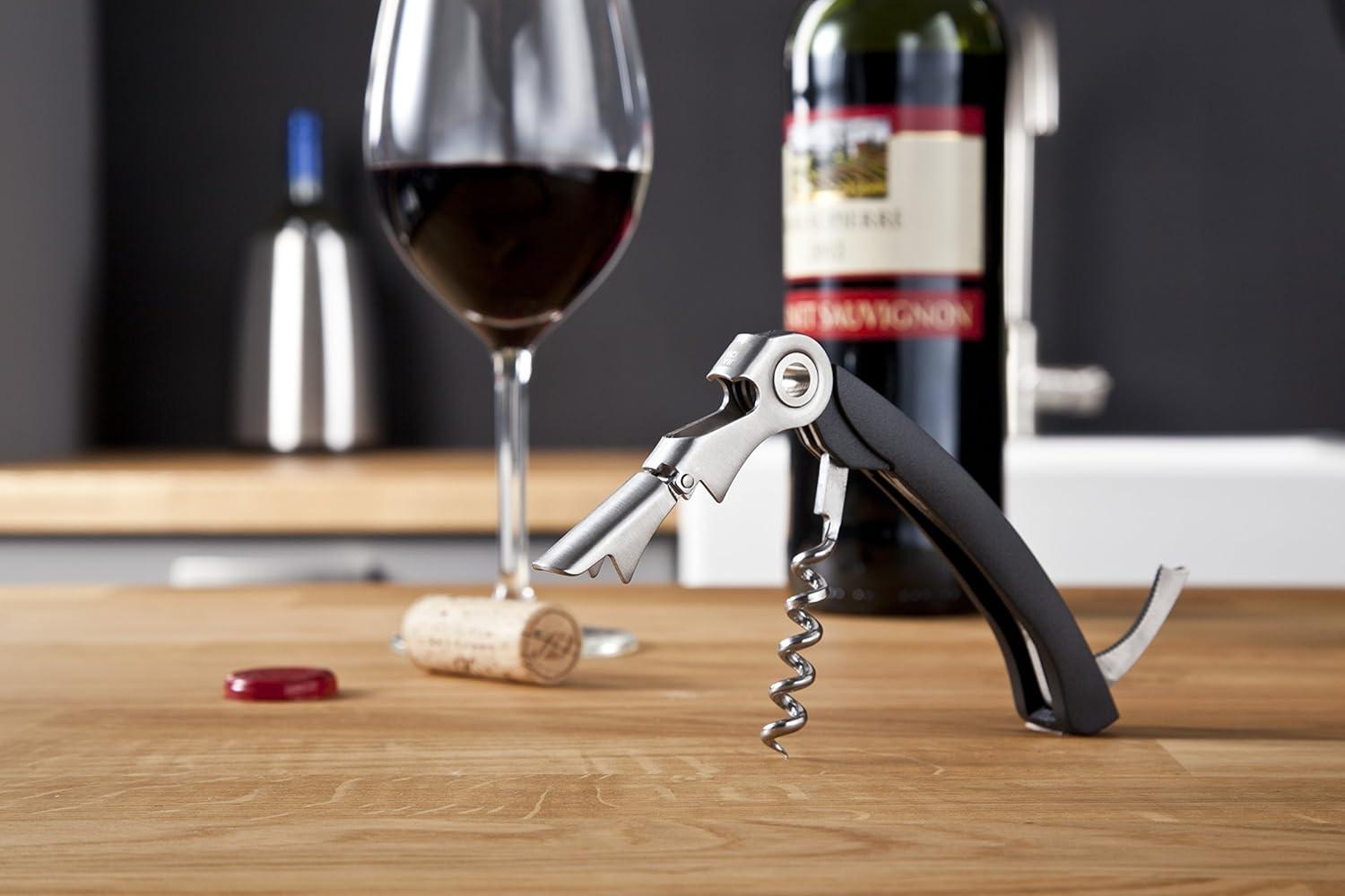imageVacu Vin Winged Corkscrew  Classic TwoArm Wine Opener with BuiltIn Bottle Opener  Easy Cork Removal  Durable Ergonomic Wine Bottle Opener  Ideal for Home Kitchen ampamp Bar UseBlack