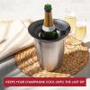 imageVacu Vin Champagne Cooler  Stainless Steel Active Bottle Chiller  Includes Removable Cooling Sleeve  Keeps Champagne Cold for Hours  Stylish ampamp Reusable IceFree Tabletop Cooler