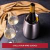 imageVacu Vin Wine Cooler Hexo  Graphite  Modern Active Wine Bottle Chiller with Removable Cooling Sleeve  Geometric Design  Reusable IceFree Cooler  Fits Standard Bottles  Tabletop Wine AccessorySilver