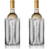 imageVacu Vin Wine Cooler Sleeve  Platinum  Flexible Rapid Wine Bottle Chiller  Reusable Ice Pack Sleeve  Elegant ampamp Portable  Fits 750ml Bottles  Keeps Wine Cold in MinutesSilver  Set of 2