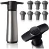 imageVacu Vin Wine Saver Pump with 1 Vacuum Stopper  Stainless Steel Airtight Seal for Preserving Freshness Up to 10 Days  Reusable Leakproof and Easy to Use for Opened BottlesStainless Steel Pump  7 Stoppers