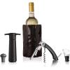 imageVacu Vin Wine Set Original  4pc Wine MustHaves to Open Serve Chill and Preserve Your Wine  Includes Double Hinged Corkscrew  Active Cooler Wine  Wine Server Crystal and Bottle Stopper4 pcs Original