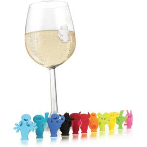 imageVacu Vin Glass Markers Party People Set  12 Unique Colorful Drink Identifiers  SuctionBased Wine Glass Charms for Parties and Events  Fun ampamp Reusable Drink Markers