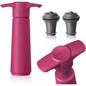 imageVacu Vin Original Wine Saver with 2 Vacuum Stoppers  White Wine Preserver Pump for Bottles  Airtight Seal Keeps Wine Fresh  Manual Air Remover  Reusable Bottle Stoppers IncludedPink