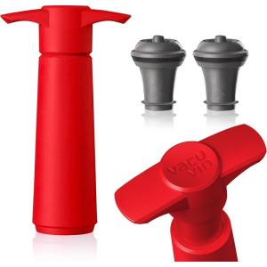 imageVacu Vin Original Wine Saver with 2 Vacuum Stoppers  White Wine Preserver Pump for Bottles  Airtight Seal Keeps Wine Fresh  Manual Air Remover  Reusable Bottle Stoppers IncludedRed