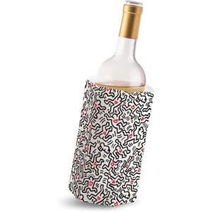 imageVacu Vin Wine Cooler Sleeve  Platinum  Flexible Rapid Wine Bottle Chiller  Reusable Ice Pack Sleeve  Elegant ampamp Portable  Fits 750ml Bottles  Keeps Wine Cold in MinutesKeith Haring Edition