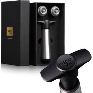 imageVacu Vin Wine Saver Stainless Steel Gift Box  Includes 1 Vacuum Pump ampamp 2 Stoppers  Preserve Wine Freshness  Elegant Wine Accessory Set2 Stoppers Giftbox