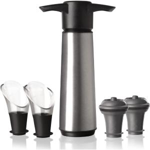 imageVacu Vin Wine Saver Stainless Steel Gift Box  Includes 1 Vacuum Pump ampamp 2 Stoppers  Preserve Wine Freshness  Elegant Wine Accessory Set2 Stoppers  2 Server