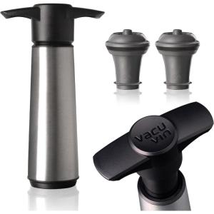 imageVacu Vin Wine Saver Stainless Steel Gift Box  Includes 1 Vacuum Pump ampamp 2 Stoppers  Preserve Wine Freshness  Elegant Wine Accessory Set2 Stoppers
