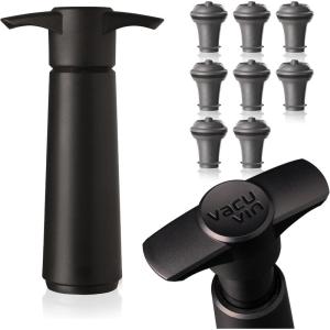 imageVacu Vin Wine Saver Vacuum Stoppers  Set of 2  Gray  Airtight Seal for Opened Bottles to Preserve Freshness Up to 10 Days  Food Grade Rubber  Easy to Use Perfect for Every OccasionBlack