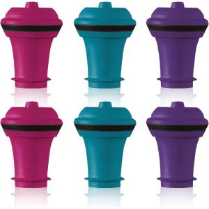 imageVacu Vin Wine Saver Vacuum Stoppers  Set of 3  Multicolor  Airtight Seal to Keep Wine Fresh Up to a Week  Compatible with Vacu Vin Wine Saver Pump  Reusable ampamp Dishwasher Safe6 Stopper Set