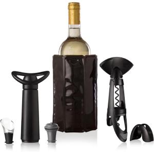 imageVacu Vin Wine Set Original  4pc Wine MustHaves to Open Serve Chill and Preserve Your Wine  Includes Double Hinged Corkscrew  Active Cooler Wine  Wine Server Crystal and Bottle Stopper6 pcs Original