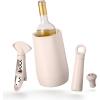 imageVacuVin Host Wine Set  Sand 4Piece  GiftWorthy Wine Accessory Bundle with Cooler Vacuum Saver Twister Corkscrew ampamp DripFree Server  Made from Recycled MaterialSand
