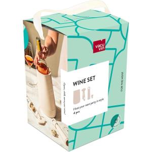 imageVacuVin Host Wine Set  Sand 4Piece  GiftWorthy Wine Accessory Bundle with Cooler Vacuum Saver Twister Corkscrew ampamp DripFree Server  Made from Recycled MaterialSand