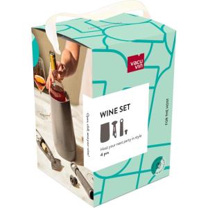 imageVacuVin Host Wine Set  Sand 4Piece  GiftWorthy Wine Accessory Bundle with Cooler Vacuum Saver Twister Corkscrew ampamp DripFree Server  Made from Recycled MaterialGraphite